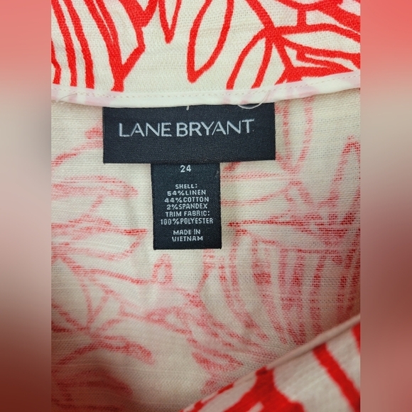 Lane Bryant Linen Cotton Women's‎  orange beige Floral  Skirt Size 24 Plus - Picture 12 of 14